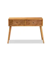 Mae Mid-Century Modern Wood 2-Drawer Console Table