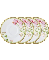 Noritake Poppy Place 6" Saucers, Set of 4 - White, Pink, Gold