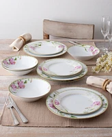 Noritake Poppy Place 12 Oz Soup Bowls 4 Piece Set, 7.5" - White, Pink, Gold