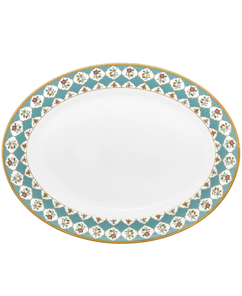 Noritake Lodi's Morning 14" Oval Platter - White, Blue, Gold