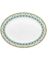 Noritake Lodi's Morning 14" Oval Platter - White, Blue, Gold