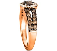 Le Vian Chocolate Diamond (1 ct. t.w.) & Nude (1/8 Halo Ring 14k White, Yellow or Rose Gold