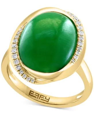 Effy Dyed Jade & Diamond (1/8 ct. t.w.) Ring in 14k Gold