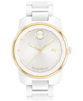 Movado Men's Swiss Bold Verso White Ceramic Bracelet Watch 42mm