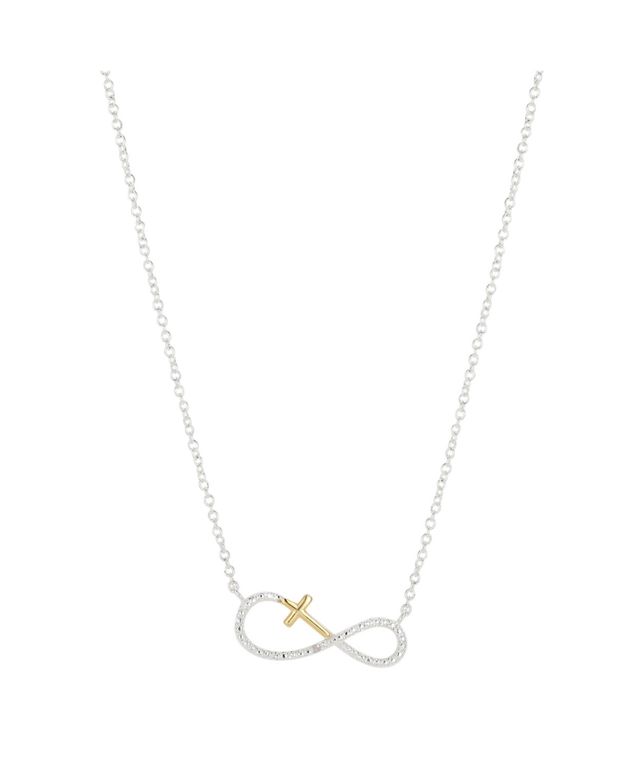 Unwritten 14K Gold Flash Plated Cubic Zirconia Cross Infinity Pendant Necklace - Two