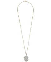 Men's Diamond Dollar Sign 22" Pendant Necklace (1/2 ct. t.w.) in 14K Gold-Plated Sterling Silver