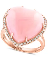 Effy Pink Opal (10-9/10 ct. t.w.) & Diamond (1/5 ct. t.w.) Heart Ring in 14k Rose Gold