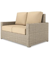 Sydney Woven Outdoor Loveseat with Sunbrella Spectrum Sand Cushions