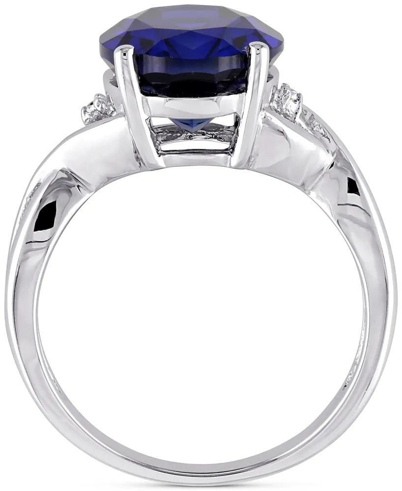 Lab-Grown Sapphire (7-1/2 ct. t.w.) & Diamond Accent Statement Ring Sterling Silver