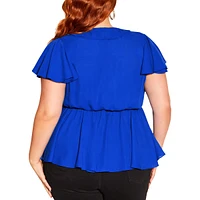 City Chic Plus Size Wrap Frills Short Sleeve Top