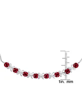 Women's Fine Silver Plated Lab Simulated Ruby Xo Bracelet