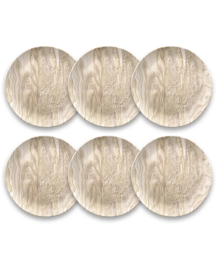 TarHong Melamine Faux Real Desert Wood Salad Plates, Set of 6