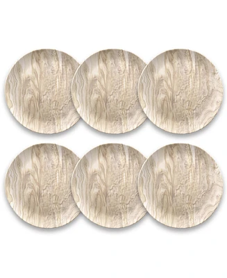 TarHong Melamine Faux Real Desert Wood Salad Plates, Set of 6