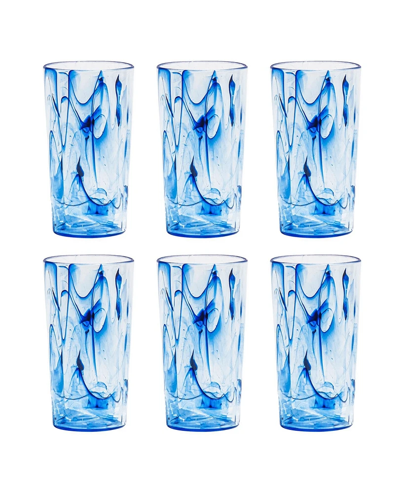 TarHong Aegean Swirl Jumbo Premium Acrylic Glasses, Set of 6