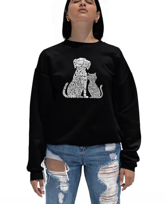 Women's Crewneck Word Art Dogs and Cats Sweatshirt Top