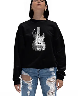 Women's Crewneck Word Art Bass Guitar Sweatshirt Top