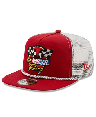 Men's New Era Red, White Nascar Golfer Snapback Adjustable Hat