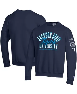 Men's Champion Navy Jackson State Tigers 2-Hit Powerblend Pullover Sweatshirt