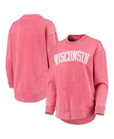 Women's Pressbox Red Wisconsin Badgers Vintage-Like Wash Pullover Sweatshirt