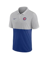 Men's Nike Silver, Royal Chicago Cubs Team Baseline Striped Performance Polo Shirt