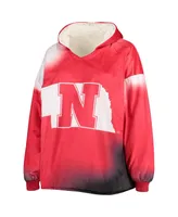 Foco Men's Scarlet and White Nebraska Huskers Sherpa Big Logo Gradient Reversible Hoodeez