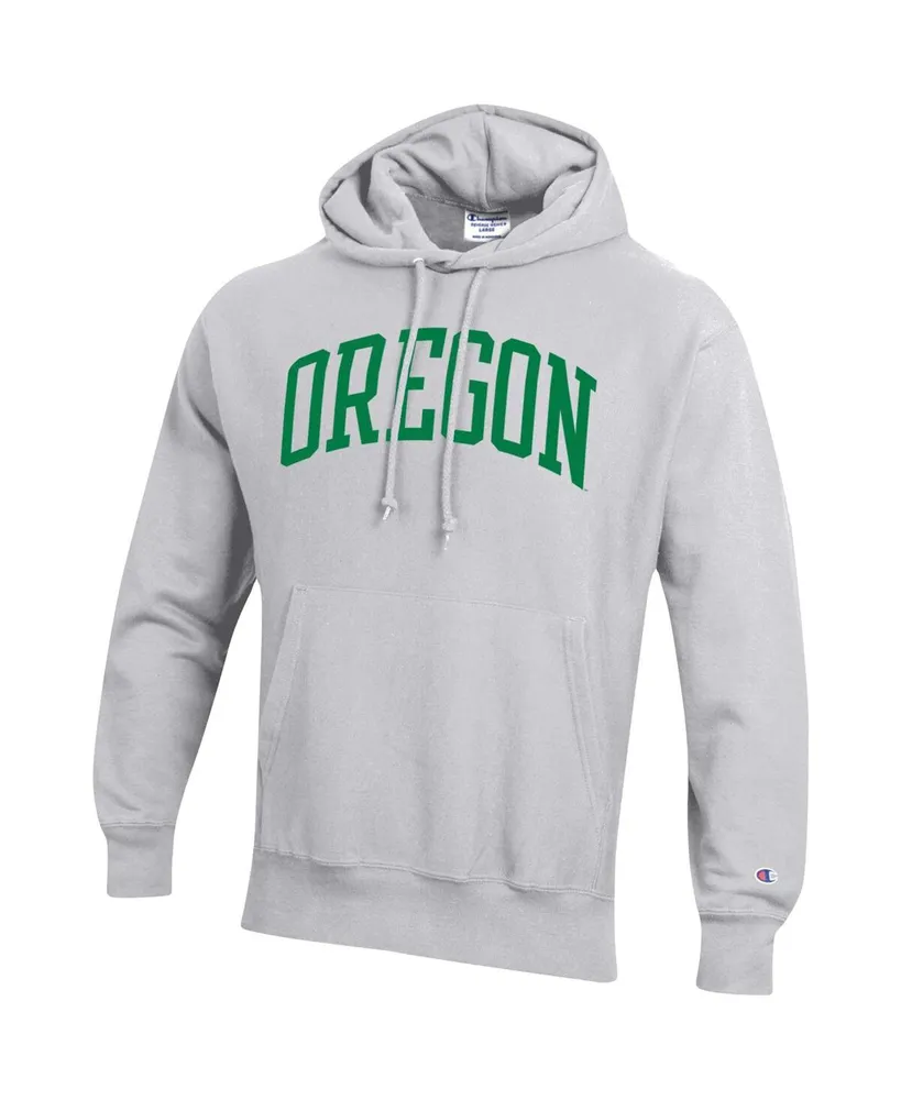 Men's Champion Heathered Gray Oregon Ducks Team Arch Reverse Weave Pullover Hoodie