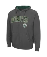 Men's Colosseum Charcoal Colorado State Rams Arch and Logo 3.0 Full-Zip Hoodie