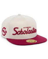 Men's Physical Culture Cream Scholastic Athletic Association Black Fives Snapback Adjustable Hat