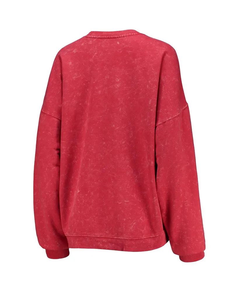 Women's ZooZatz Crimson Alabama Crimson Tide Garment Wash Oversized Vintage-Like Pullover Sweatshirt