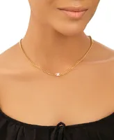 Curb Chain Necklace with Stationed Cubic Zirconia - Gold