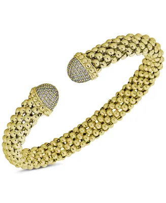 Diamond Mesh Cuff Bracelet (1/2 ct. t.w.) in Sterling Silver or 14k Gold-Plated Sterling Silver - Gold