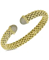 Diamond Mesh Cuff Bracelet (1/2 ct. t.w.) in Sterling Silver or 14k Gold-Plated Sterling Silver - Gold