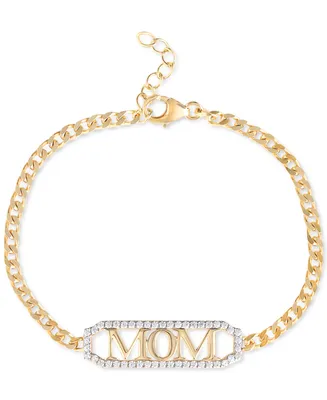 Giani Bernini Cubic Zirconia Mom Curb Link Chain Bracelet in 18k Gold-Plated Sterling Silver, Created for Macy's