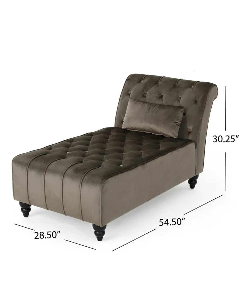 Rubie Modern Glam Tufted Chaise Lounge with Scrolled Backrest