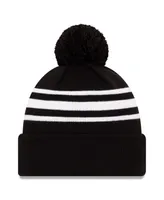 Men's New Era Black, White Nascar Cup Series Cuffed Pom Knit Beanie