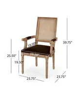 Maria French Country Wood and Cane Upholstered Dining Chair Set, 2 Piece