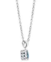 Blue Topaz Cushion Solitaire 18" Pendant Necklace (1-1/2 ct. t.w.) in Sterling Silver