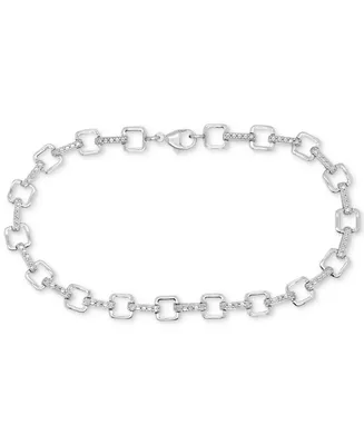 Diamond Square Link Bracelet (1/6 ct. t.w.) in Sterling Silver