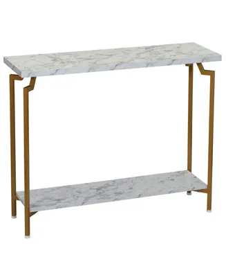 Crown Modern Marble Sofa Table - White and Gold