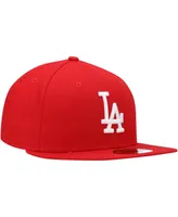 Men's New Era Red Los Angeles Dodgers Logo White 59FIFTY Fitted Hat