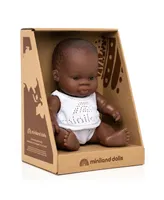 Miniland 8.75" Newborn Baby Doll African Boy Set, 3 Piece