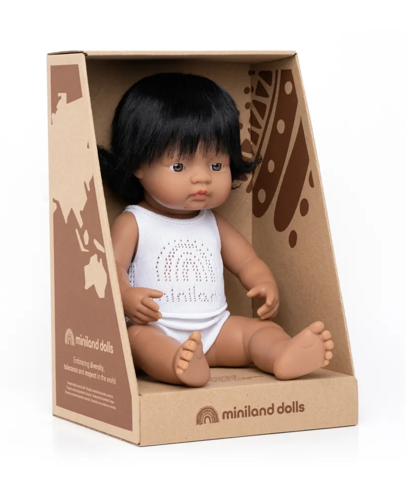 Miniland 15" Baby Doll Hispanic Girl Set , 3 Piece