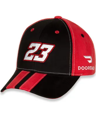 Big Boys Checkered Flag Sports Black and Red Bubba Wallace DoorDash Big Number Adjustable Hat