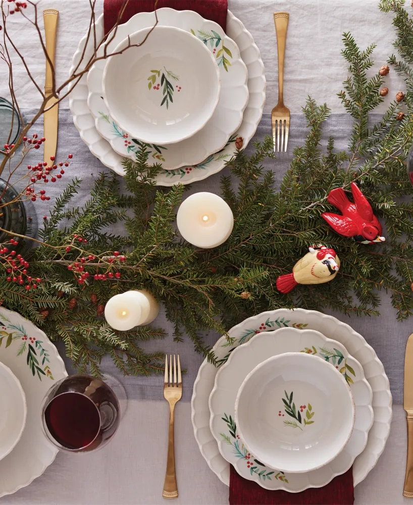 Lenox French Perle Berry Holiday Dinner Plates Set, Set of 4