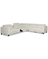 Silvanah 6-Pc. "L" Leather Sectional with Power Recliners Console