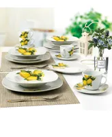 Lorren Home Trends Lemon Design Square Dinnerware Set, 20 Piece