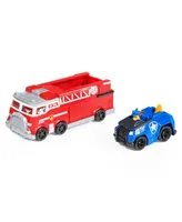 True Metal Firetruck Die-Cast Team Vehicle with 1:55 Scale Chase - Multi