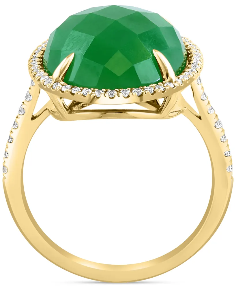 Effy Dyed Green Jade & Diamond (1/3 ct. t.w.) Halo Ring in 14k Gold