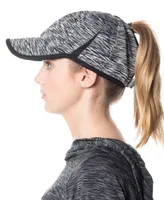 Women's Ponytail Messy Buns Yoga Ponycap with Zipper Opening