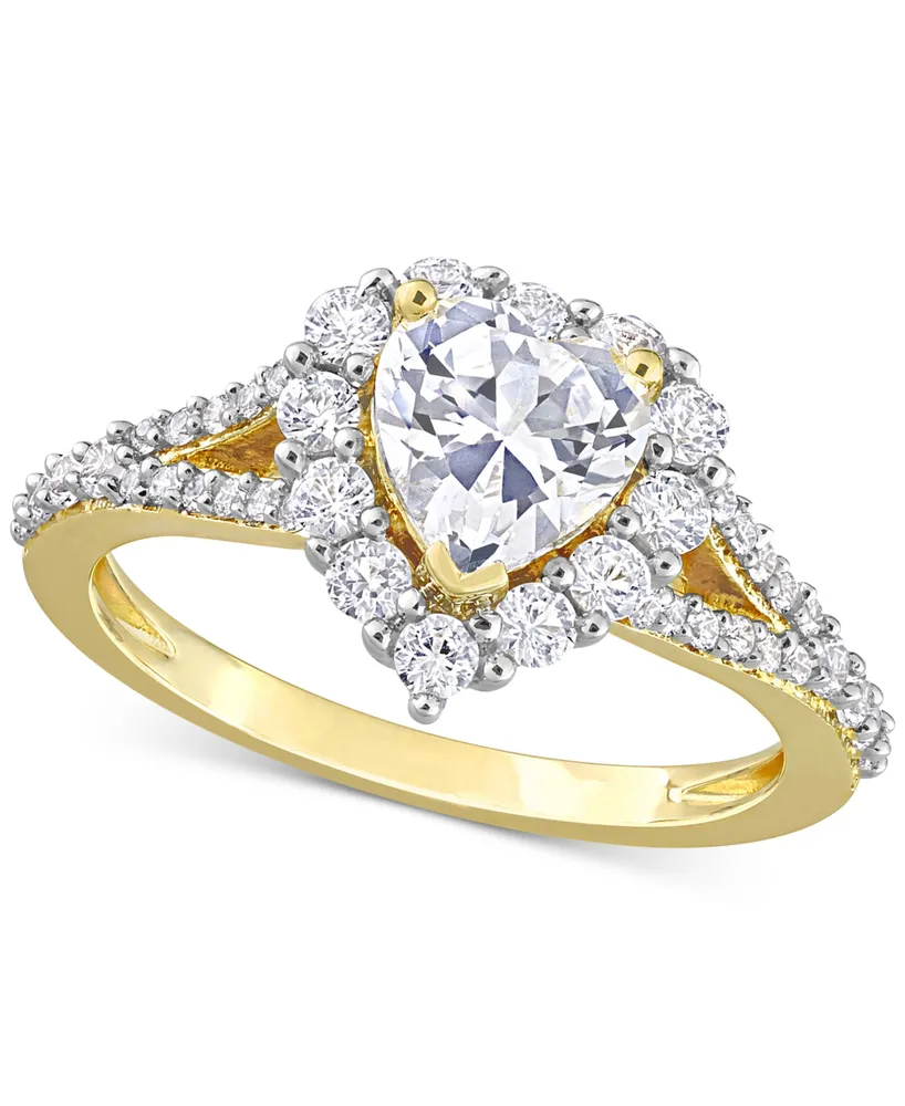 Lab-Grown White Sapphire Heart Ring (2-2/5 ct. t.w.) Yellow-Plated Sterling Silver